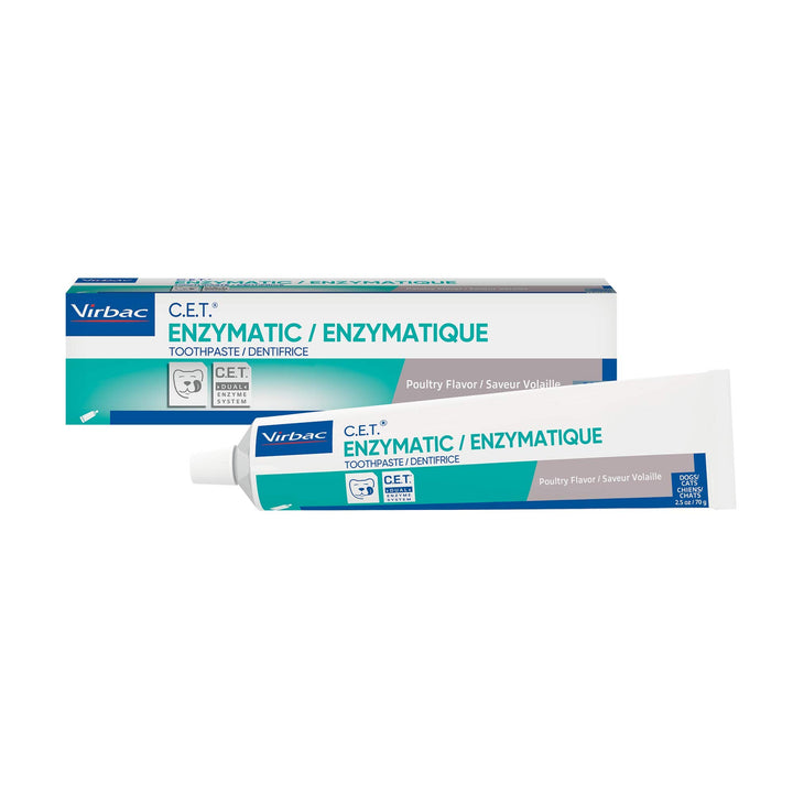 Virbac CET Enzymatic Toothpaste| Eliminates Bad Breath by Removing Plaque & Tartar Buildup | Best Pet Dental Care Toothpaste | Poultry Flavor, 2.5 oz Tube