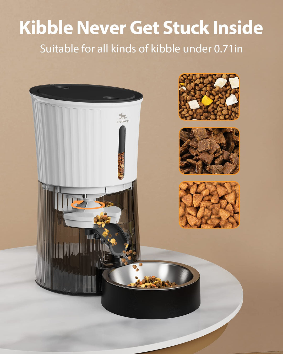 Petory Timed Automatic Cat Feeders - 4L Programable Dry Food Dispenser for Cats and Small Medium Dogs