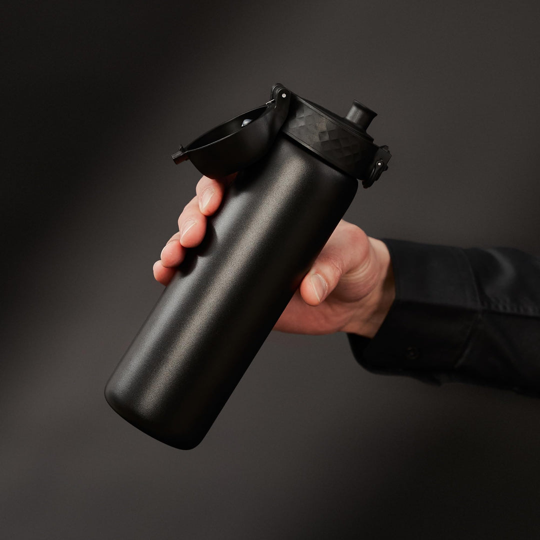 Black 600ml Leak-Proof Steel Water Bottle