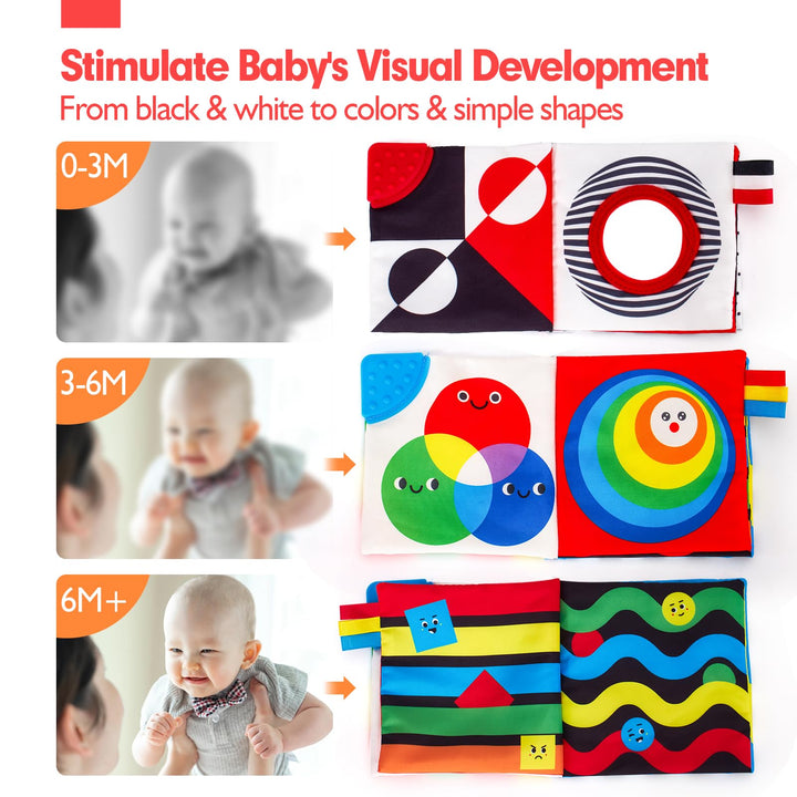 High Contrast Soft Baby Books, Hangable Sensory Toys