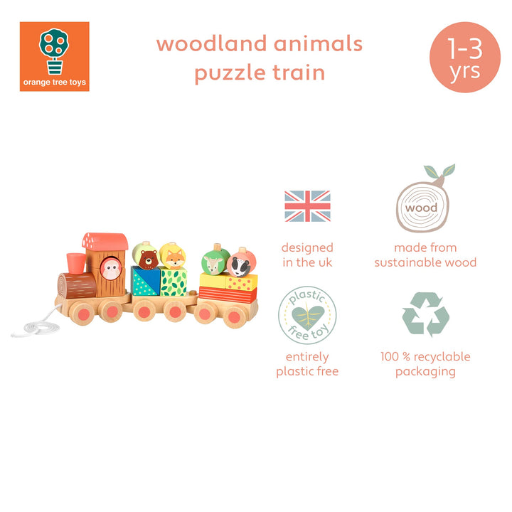 Woodland Animals Wooden Train Pull Along Toy