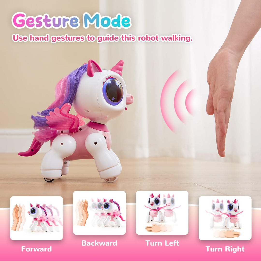 SGILE Unicorn Toy for Girls Robot Pet for Kids age 3 4 5 6 7 8 Years with Music Dance and Gesture Sense Control