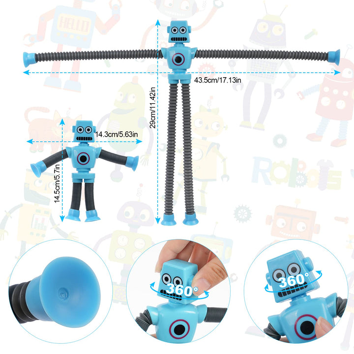 Ainiv Telescopic Suction Cup Robot Toy, 4 Pieces Novel Kids Suction Cup Toys, Funny Fidget Toys, Pop Tubes Sensory Toys for Kids