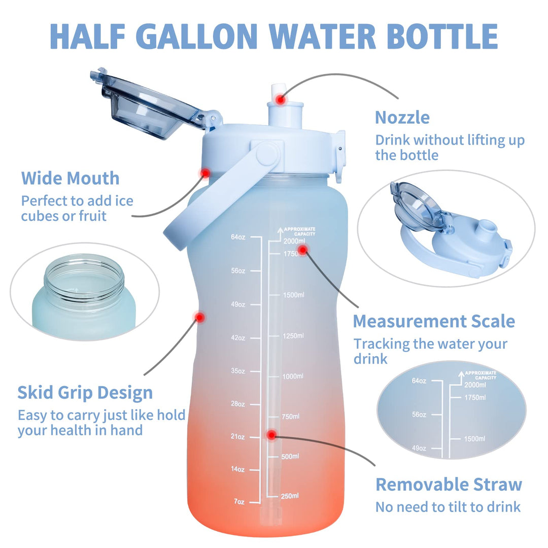 2.2L BPA-Free Water Bottle with Straw