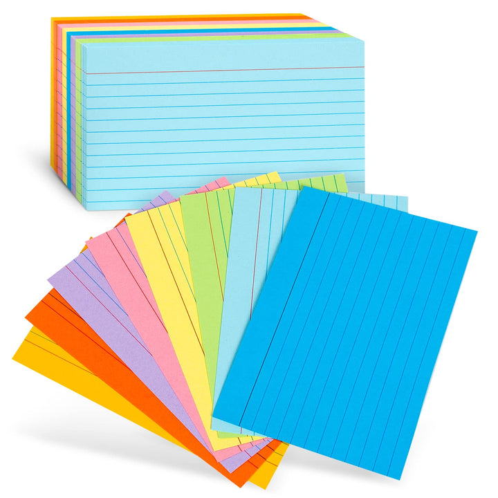 272PCS Colorful Flash Cards, Ruled Thin Index Cards (7.5cm x 12.5cm)