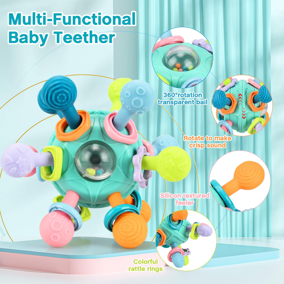 Baby Teething Toys 0-6 6-12 Months, Montessori Teether Toys for Babies 0 3 6 9 12 18 Months, Newborn Teether Rattle Chew Toys Gifts for 1 2 Year Old Boys Girls, Learning Developmental Sensory Ball