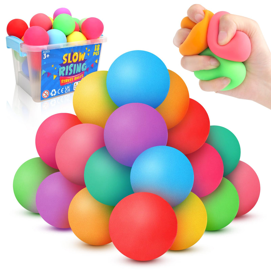 Squishy Stress Balls Fidget Toys: 18 Pack Classroom Prizes, Christmas Stocking Fillers Gifts