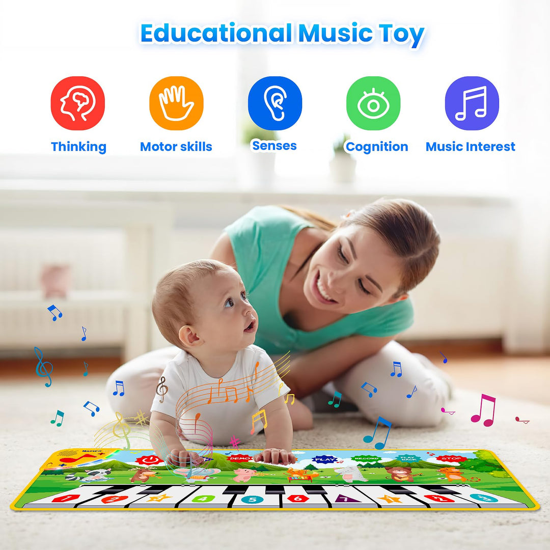 Kids Musical Piano Mats, Dance Mat Gifts Toys for 1 2 3 4 5 6 Year Old Girls Boys Kids Playmat for Toddlers Baby