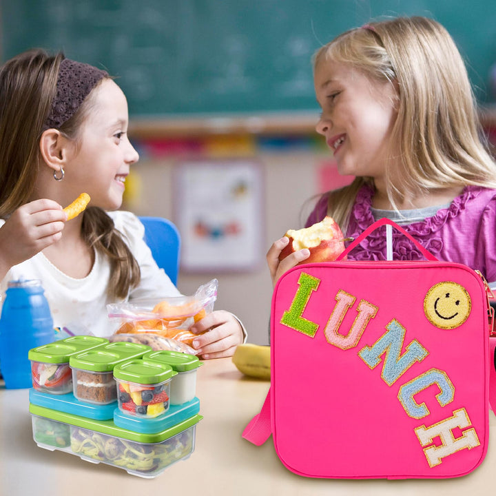 Pink Insulated Lunch Bag with Strap for Girls