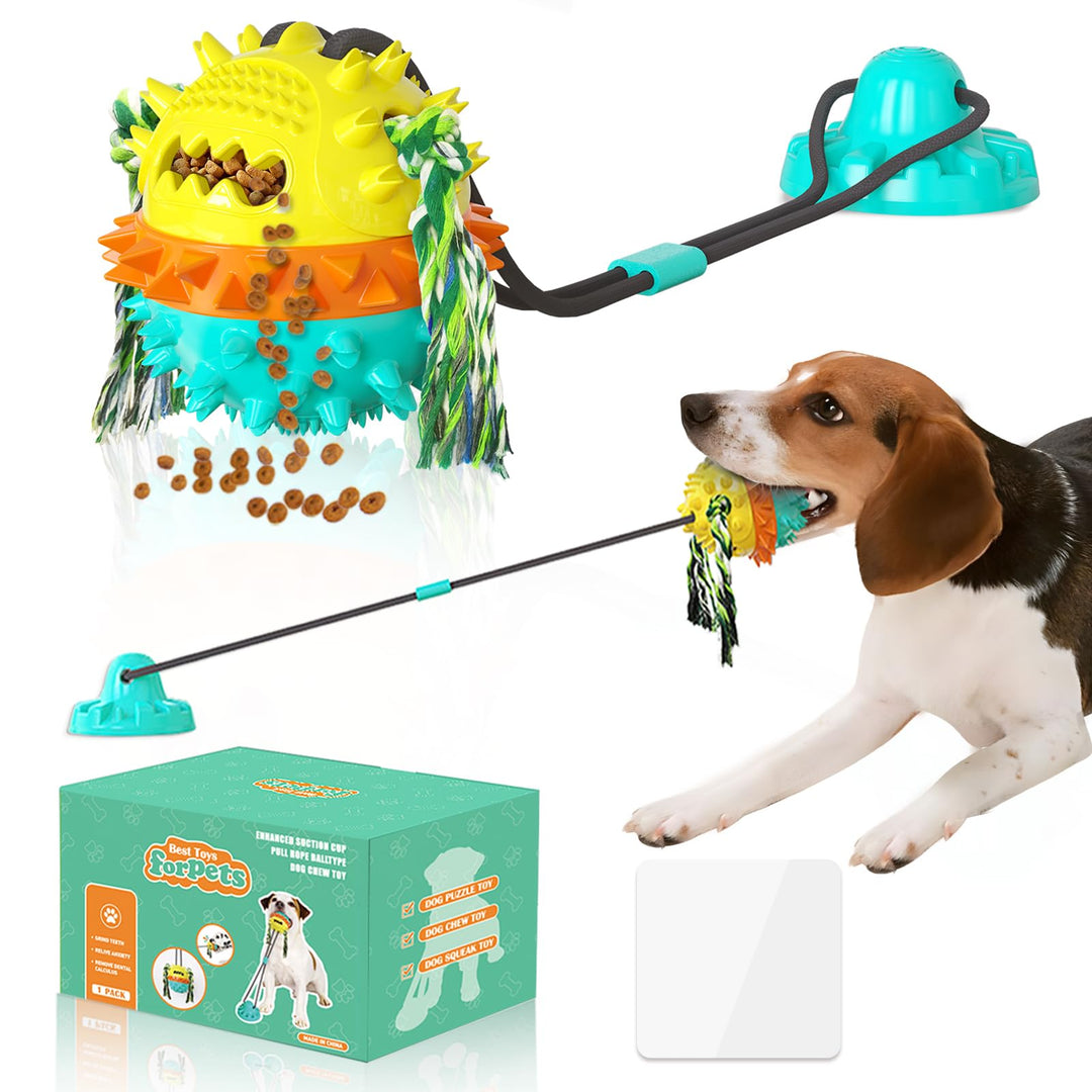 Dog Toys for Aggressive Chewers Interactive Indestructible Puzzle Stimulating Chew Toy Suction Cup Tug of War Enrichment Rope Boredom Busy Self Play Food Teething Puppy Dispensing Squeaky Ball Dogs