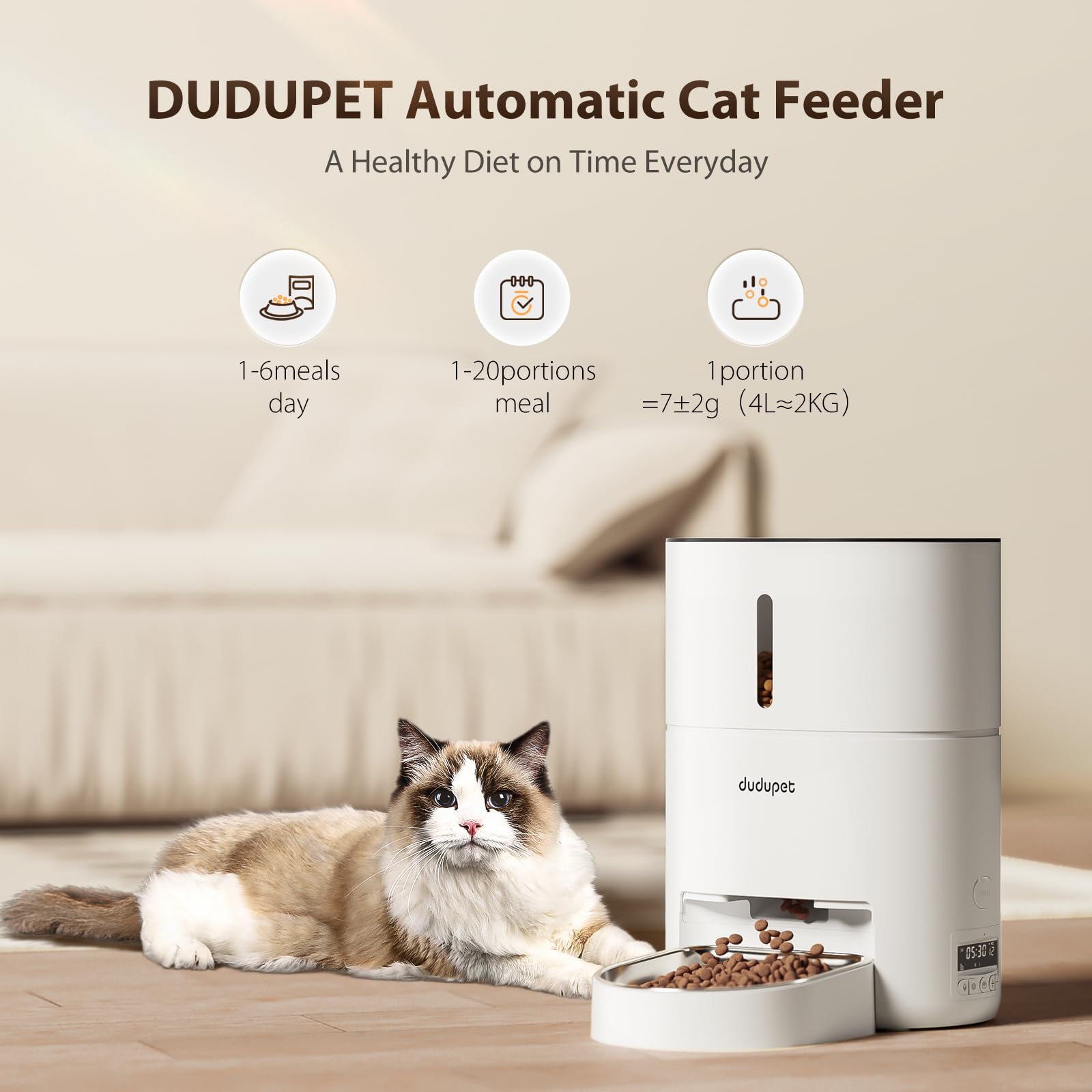 DUDUPET Automatic Cat Feeder 4L Cat Food Dispenser Cat Feeder Automat Learningbugs