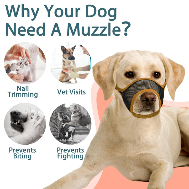 LUCKYPAW Dog Muzzle, Mesh Dog Muzzle for Large Medium Small Dogs, Soft Muzzles for Biting Chewing Certain Barking