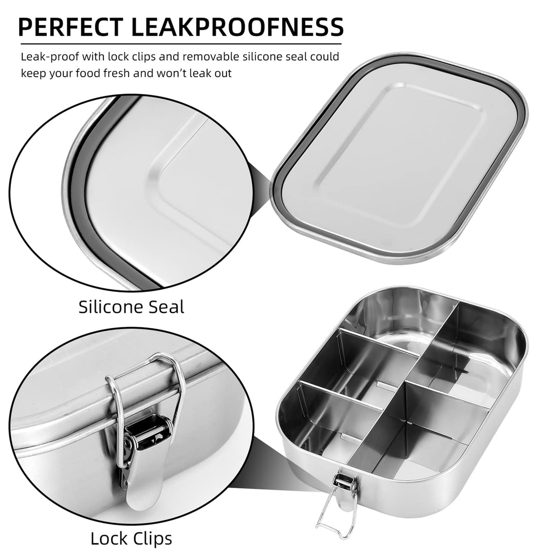 5-Compartment Stainless Steel Bento Box