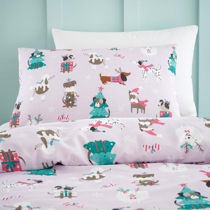 Santa Paws Christmas Dogs Duvet Cover Set