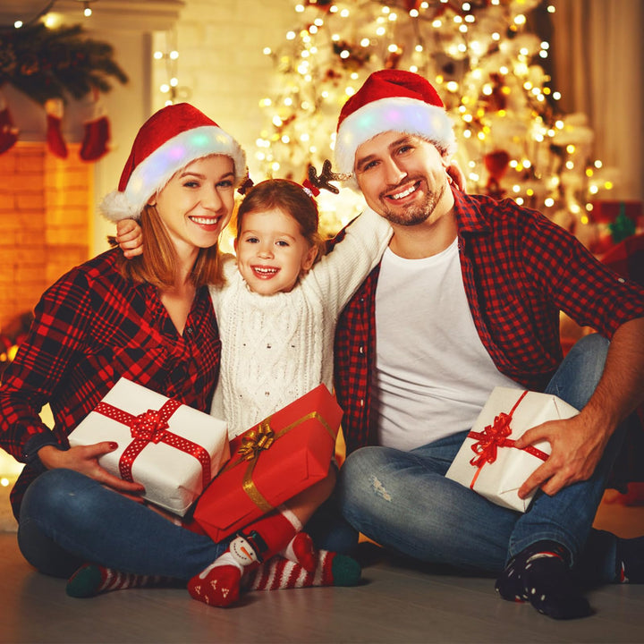 LED Santa Hat – Unisex Christmas Party Hat with Lights