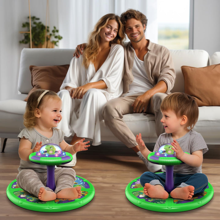 Flooyes Dinosaur Sit and Spin, 360° Sit and Spin, Toddler Toy Age 1 2 3 with LED & Music