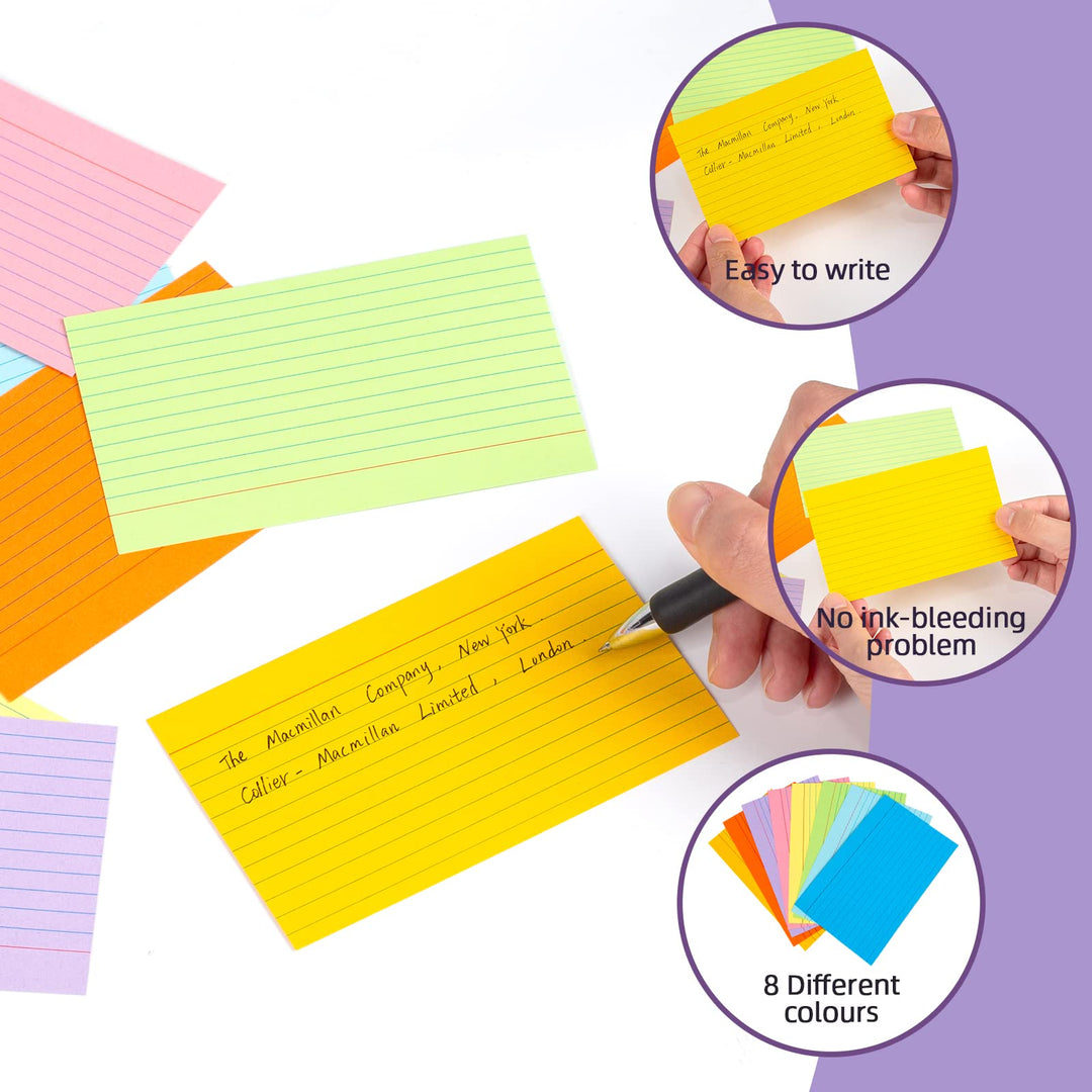 272PCS Colorful Flash Cards, Ruled Thin Index Cards (7.5cm x 12.5cm)