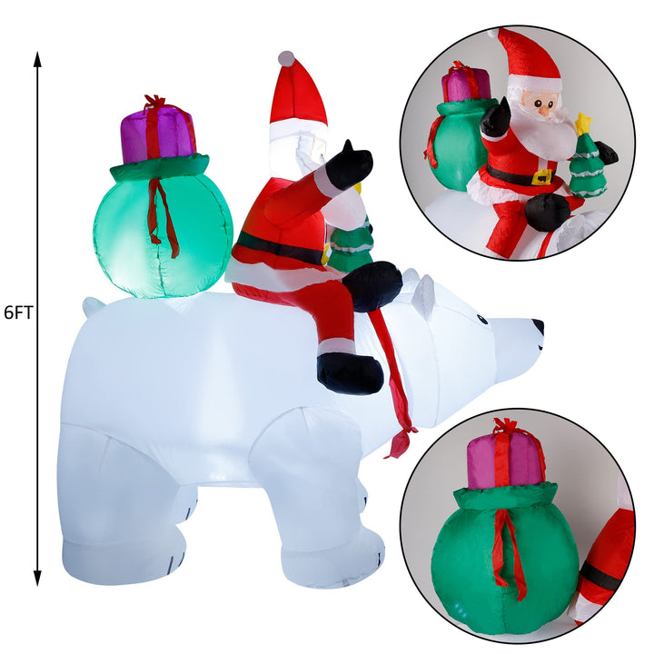 Inflatable 6 Ft Santa with Polar Bear & Tree