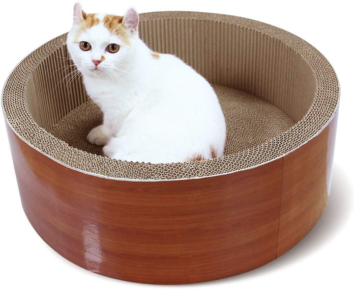 FluffyDream Cat Scratcher Post & Board, Round Cat Scratching Lounge Bed, Durable Pad Prevents Furniture Damage,45W x 45Dx 15H,CM