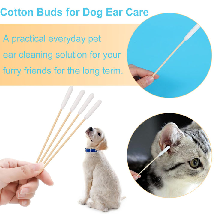 200 Pieces Dogs Ear Cleaning Swabs,Large Cotton Buds Animal Ear Cleaning Cotton Swab Sticks Remover Itchy,Animal Ear Cleaner Big Cotton Swab Sticks Cotton Buds for Cat Dog Ear Wax Infection Removal