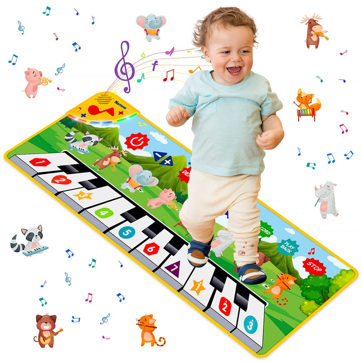 Kids Musical Piano Mats, Dance Mat Gifts Toys for 1 2 3 4 5 6 Year Old Girls Boys Kids Playmat for Toddlers Baby