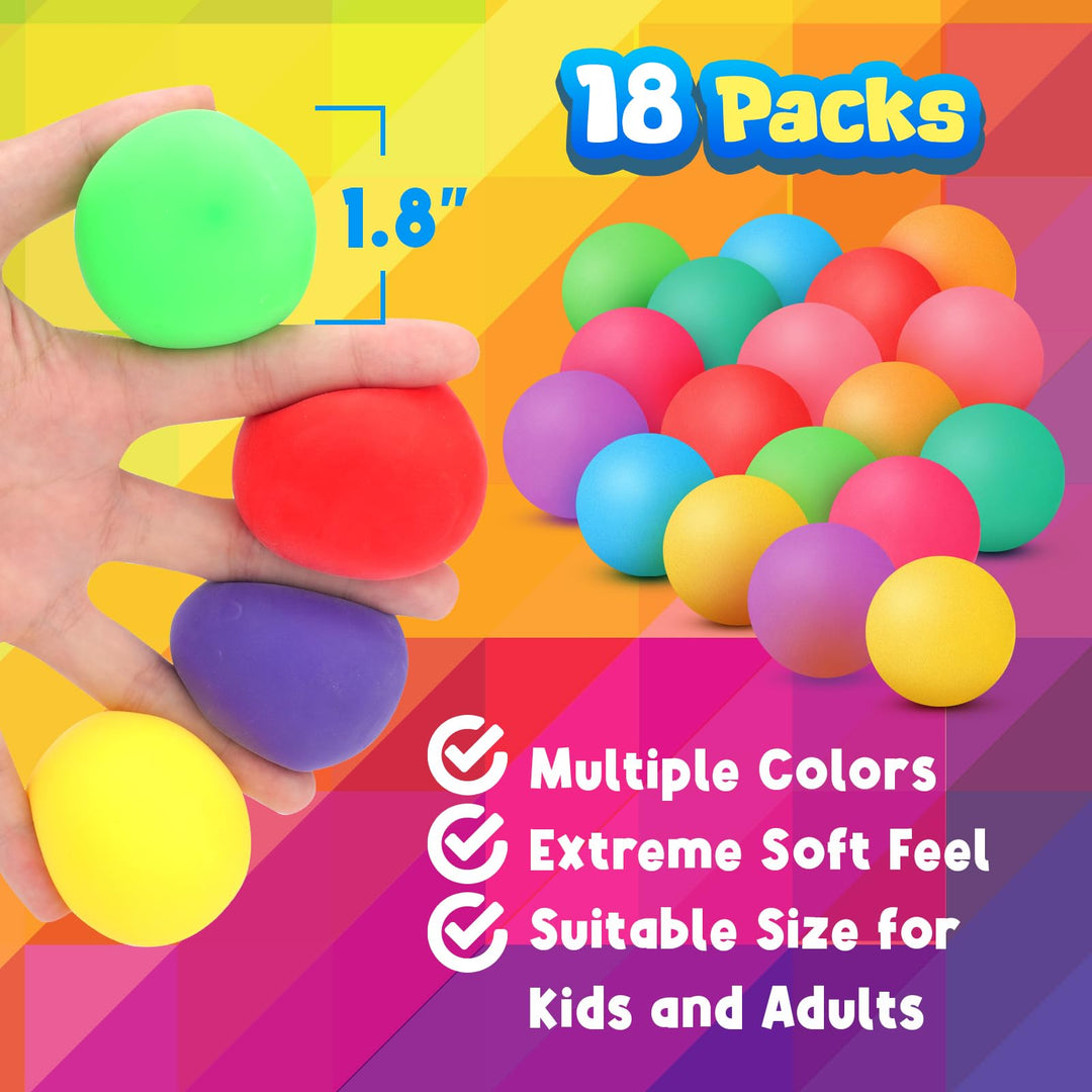 Squishy Stress Balls Fidget Toys: 18 Pack Classroom Prizes, Christmas Stocking Fillers Gifts