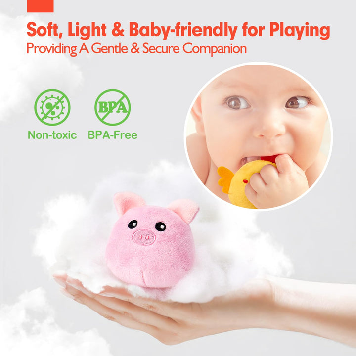 hahaland Baby Toys 6-12 Months - Farm Animals with Barn, Rattle, Crinkle Paper, Mirror - Busy Montessori Sensory Toys for Babies Toddlers