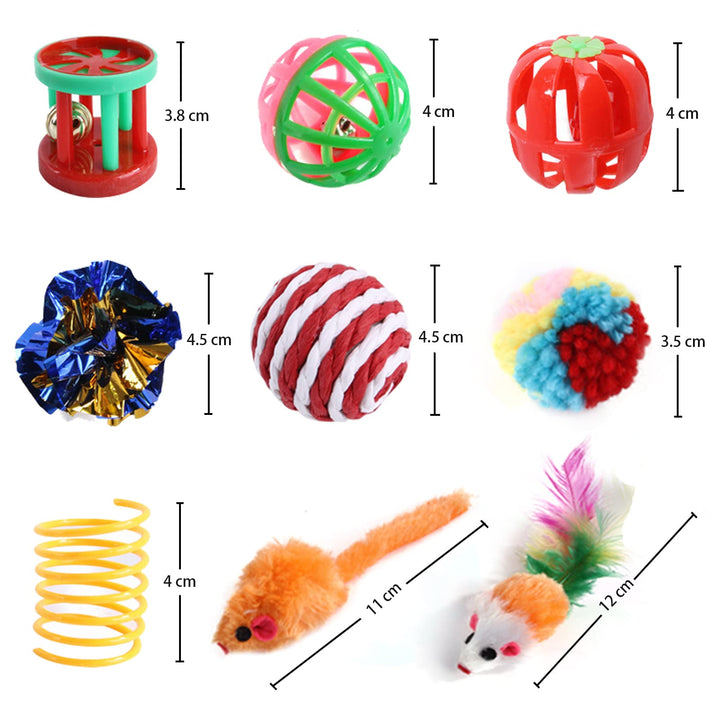 20 Pcs Cat Toys for Indoor Kitten, Collapsible Tunnel, Interactive Feather Wand Ball Spring Mice Toy for Puppy Kitty