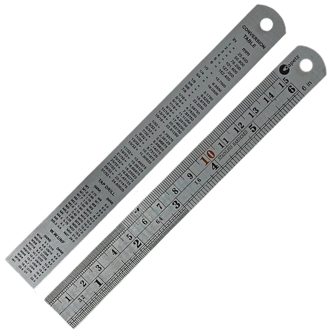 15cm Stainless Steel Ruler - Dual Scale