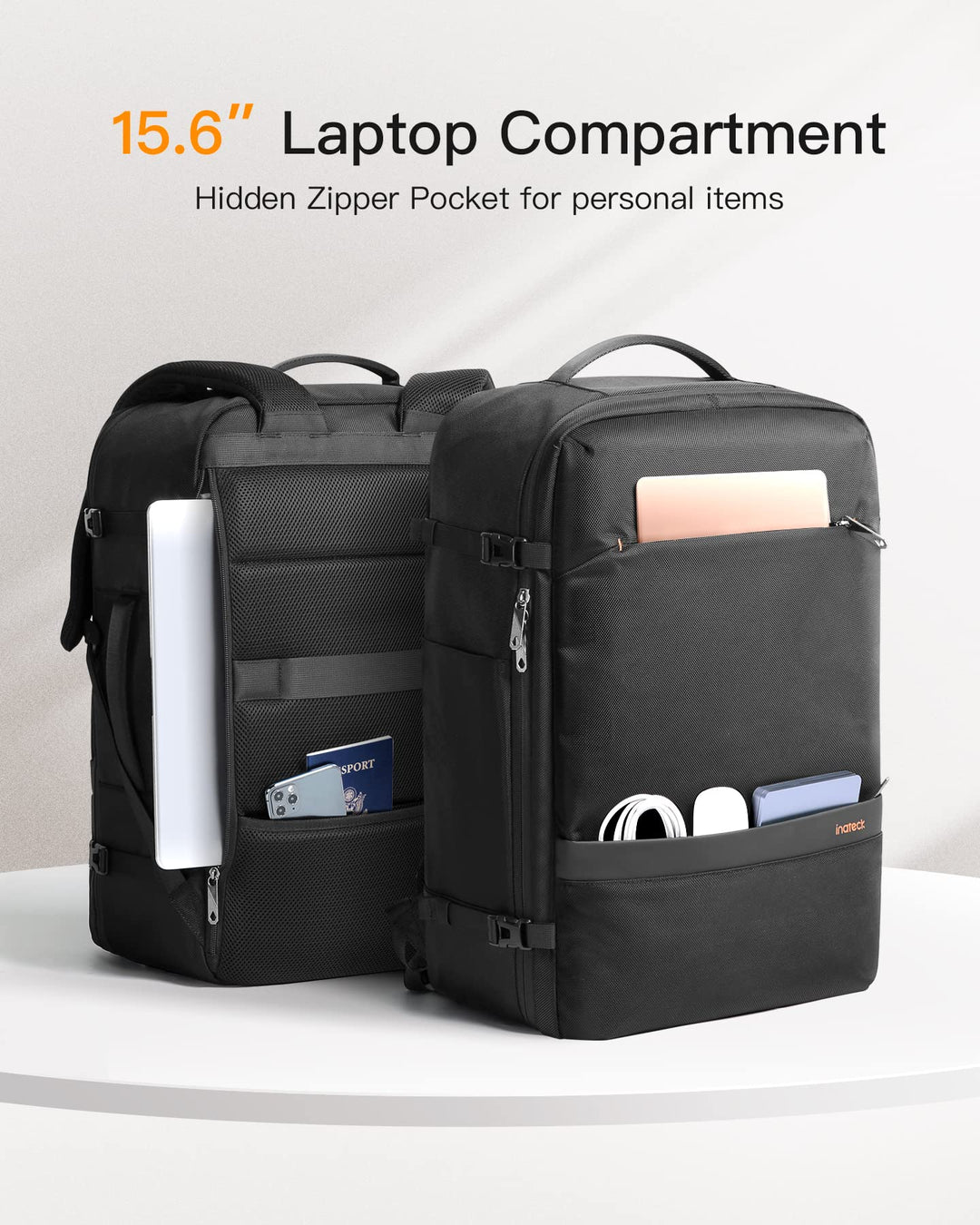 42L Splash-Proof Carry-On Travel Backpack for Laptops