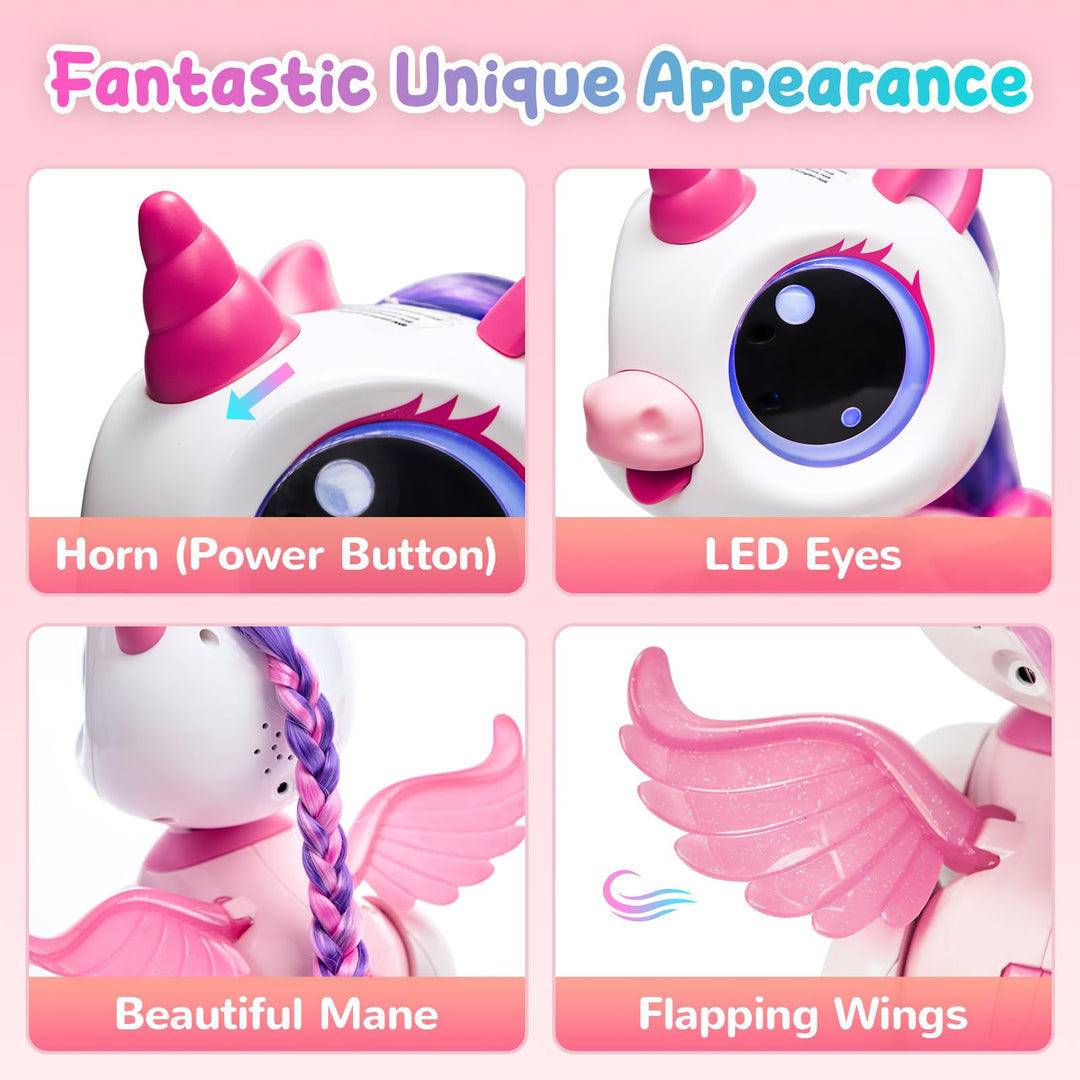 SGILE Unicorn Toy for Girls Robot Pet for Kids age 3 4 5 6 7 8 Years with Music Dance and Gesture Sense Control