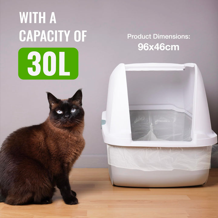 Ecobag - 10 Pack Cat Litter Tray Liners - 30L - 27 Microns - Heavy Duty Cat Litter Bags, Recycled Litter Liners, Durable Cat Tray Liners, Eco-Friendly & Easy to Dispose (960 x 460 mm)