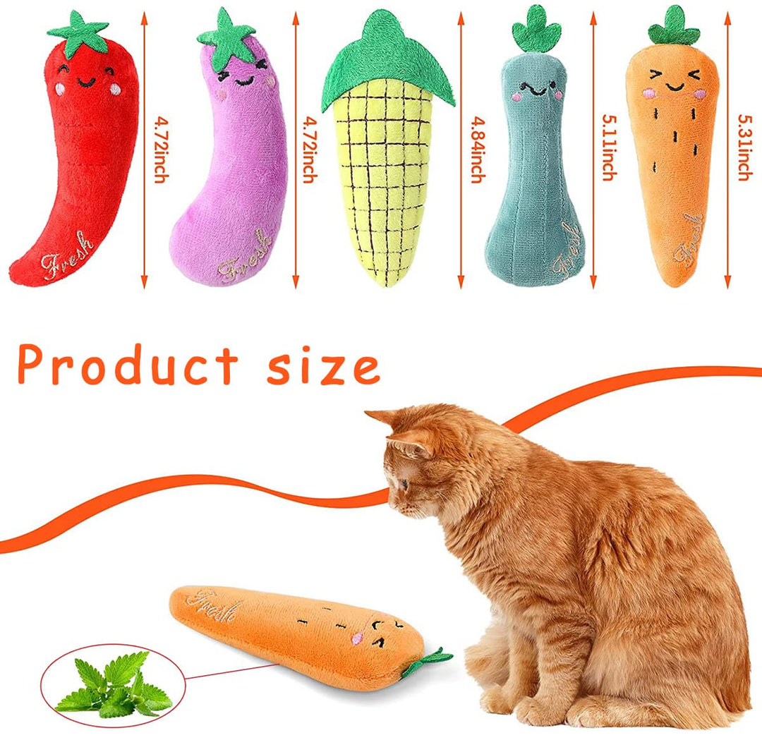 Everpwr Catnip Toys for Cats Chew Toy - 5PCS Cat Toys for Plush Scratch Playing Chewing Teeth Cleaning- Interactive Cat Catnip Toy