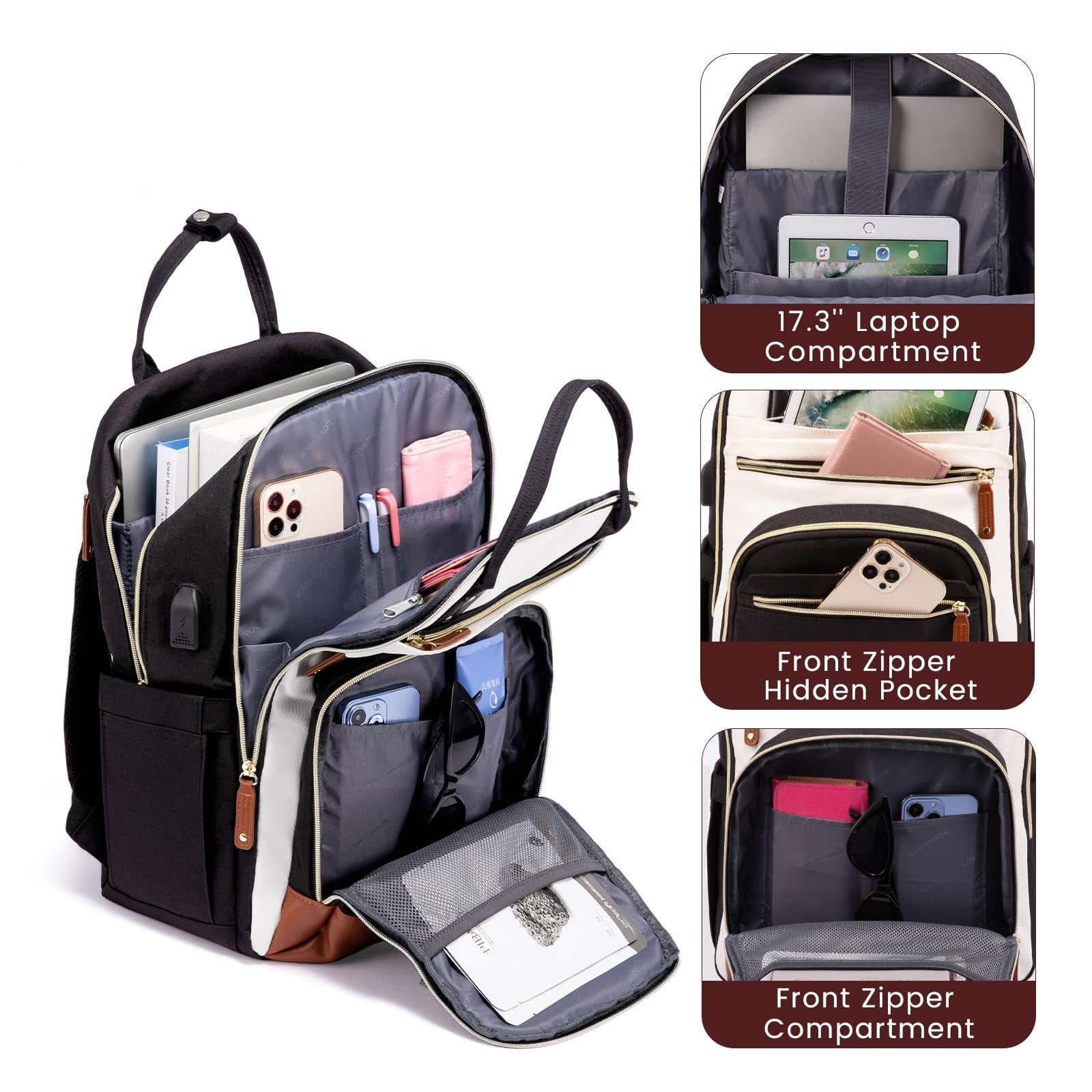 17 Inch Anti Theft Waterproof Laptop Backpack for Women Learningbugs