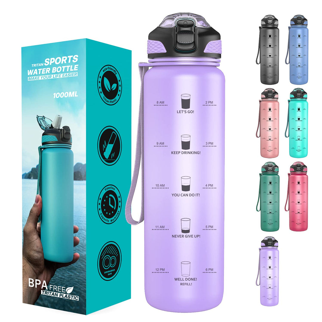 Light Purple 1L Time-Marked Water Bottle