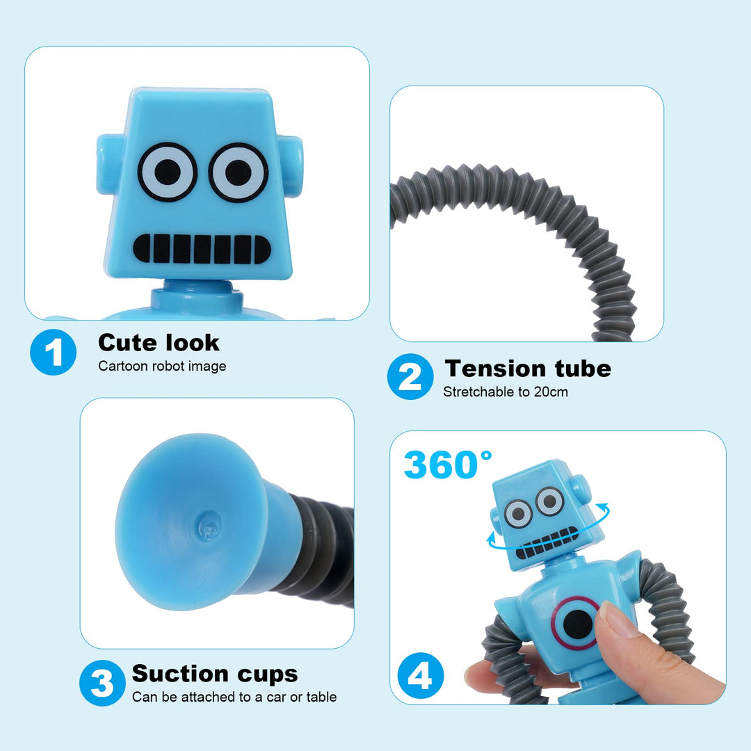 Ainiv Telescopic Suction Cup Robot Toy, 4 Pieces Novel Kids Suction Cup Toys, Funny Fidget Toys, Pop Tubes Sensory Toys for Kids