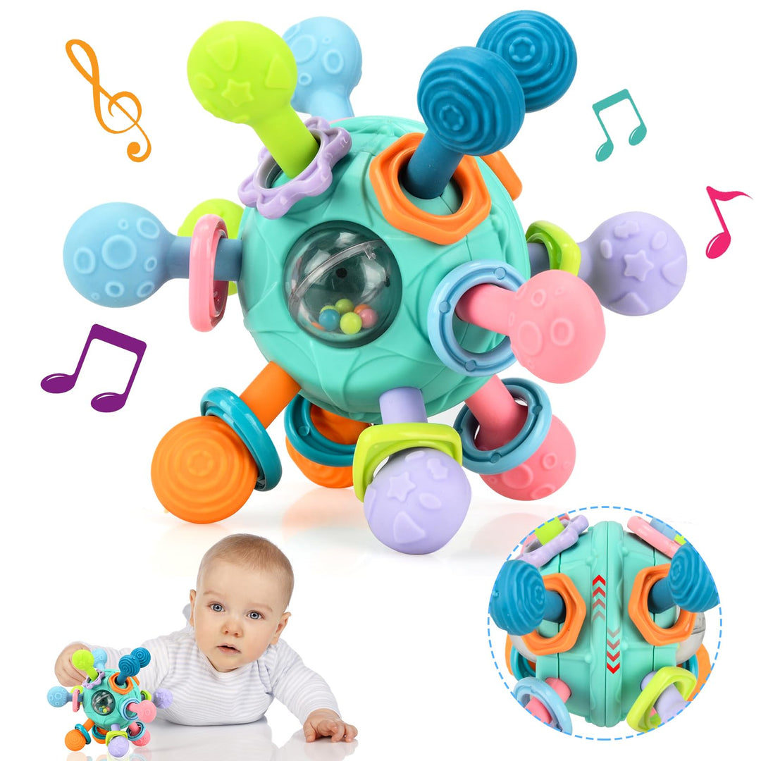 Baby Teething Toys 0-6 6-12 Months, Montessori Teether Toys for Babies 0 3 6 9 12 18 Months, Newborn Teether Rattle Chew Toys Gifts for 1 2 Year Old Boys Girls, Learning Developmental Sensory Ball