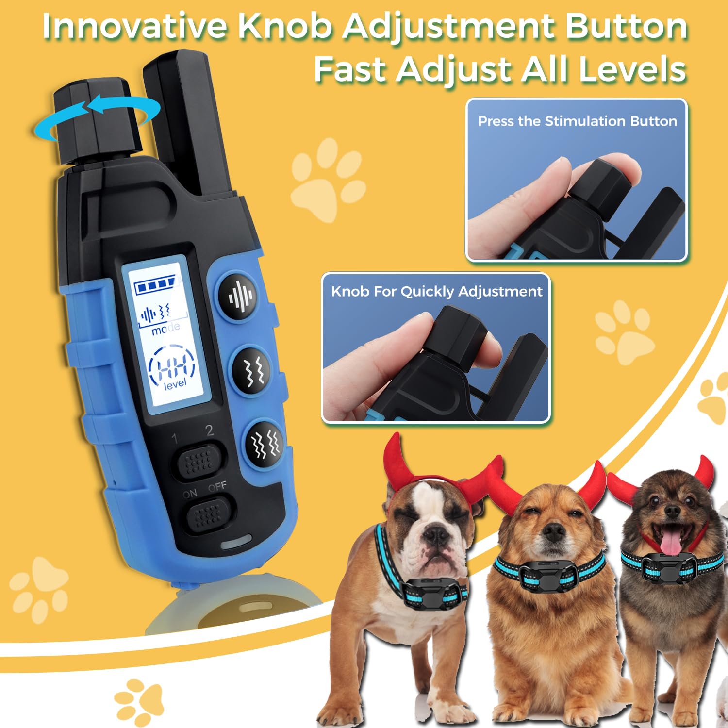 Dog Training Collar with Remote 3300Ft Remote Range Beep 1 8 Vibration 1 16 Training Modes USB Rechargeable IP67 Waterproof Remote Anti Bark