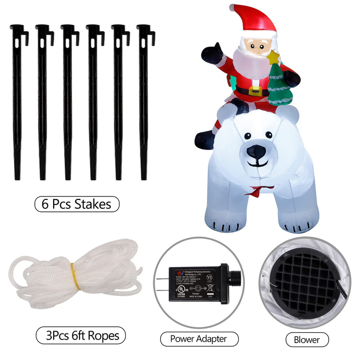 Inflatable 6 Ft Santa with Polar Bear & Tree