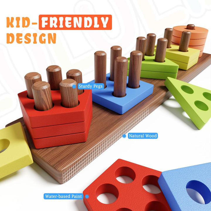 Toys for 1 2 Year Old Boy and Girl, Shape Sorter Wooden Toys