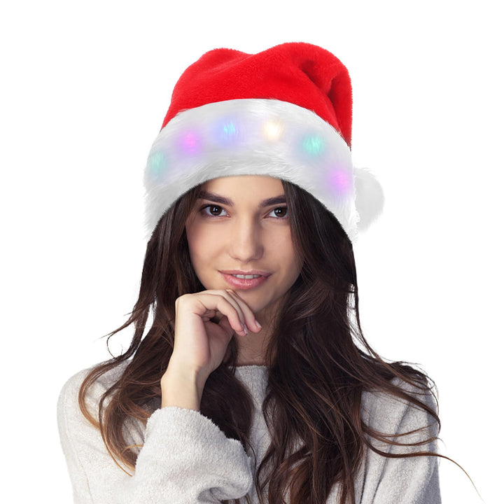 LED Santa Hat – Unisex Christmas Party Hat with Lights