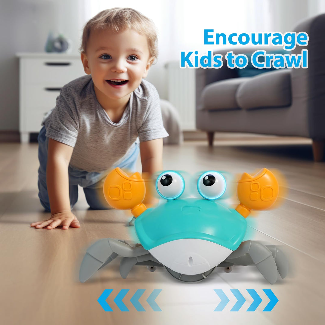 Green Crawling Crab Toys with Light Up, Interactive Musical Toy