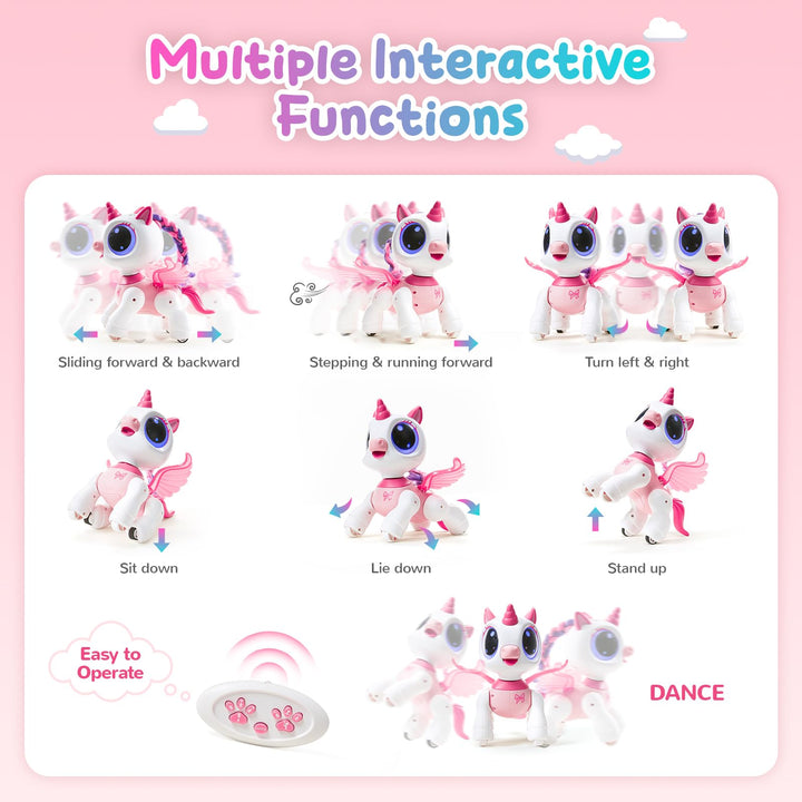 SGILE Unicorn Toy for Girls Robot Pet for Kids age 3 4 5 6 7 8 Years with Music Dance and Gesture Sense Control