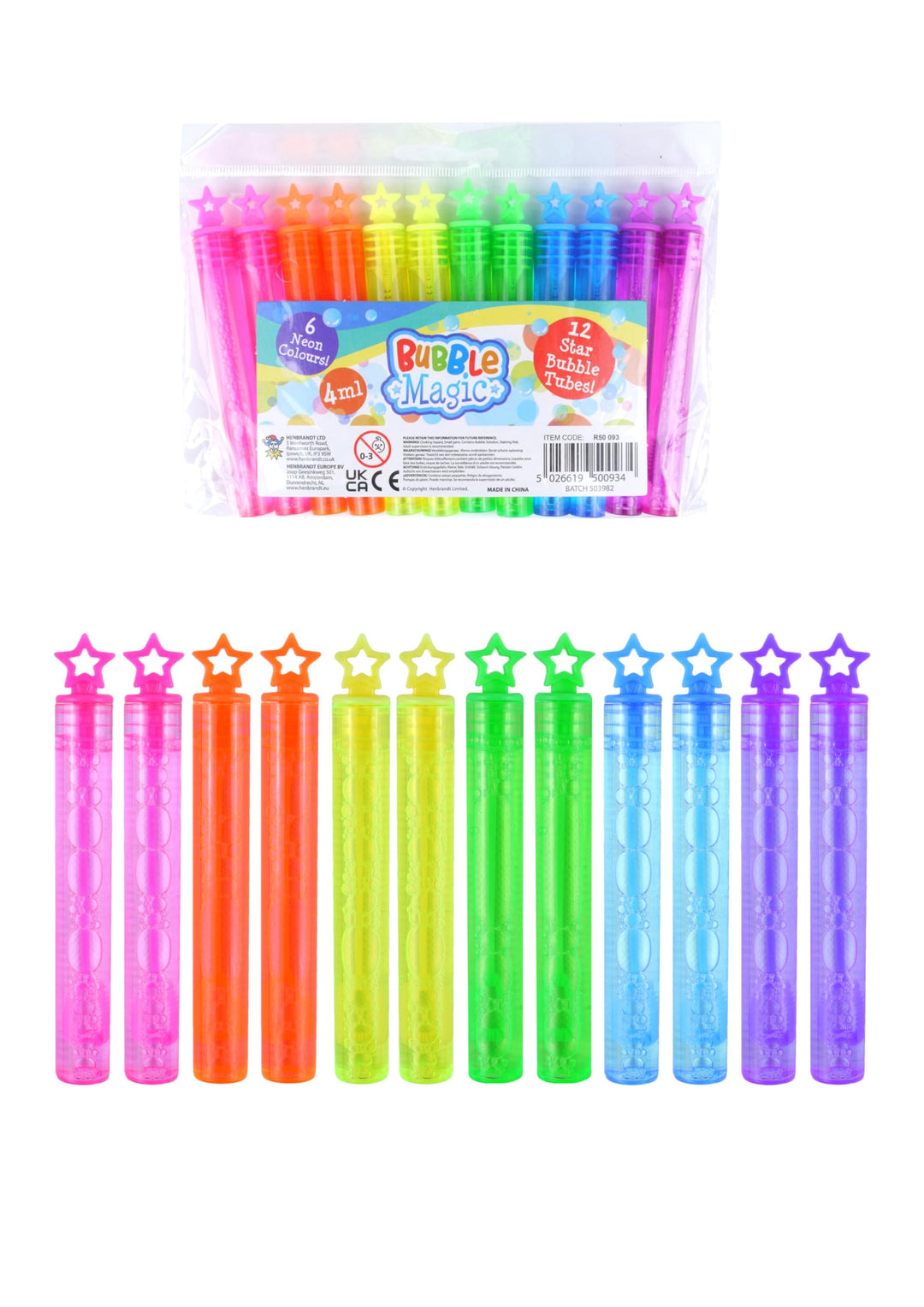 Neon Star Bubble Tubes (Pack of 12)