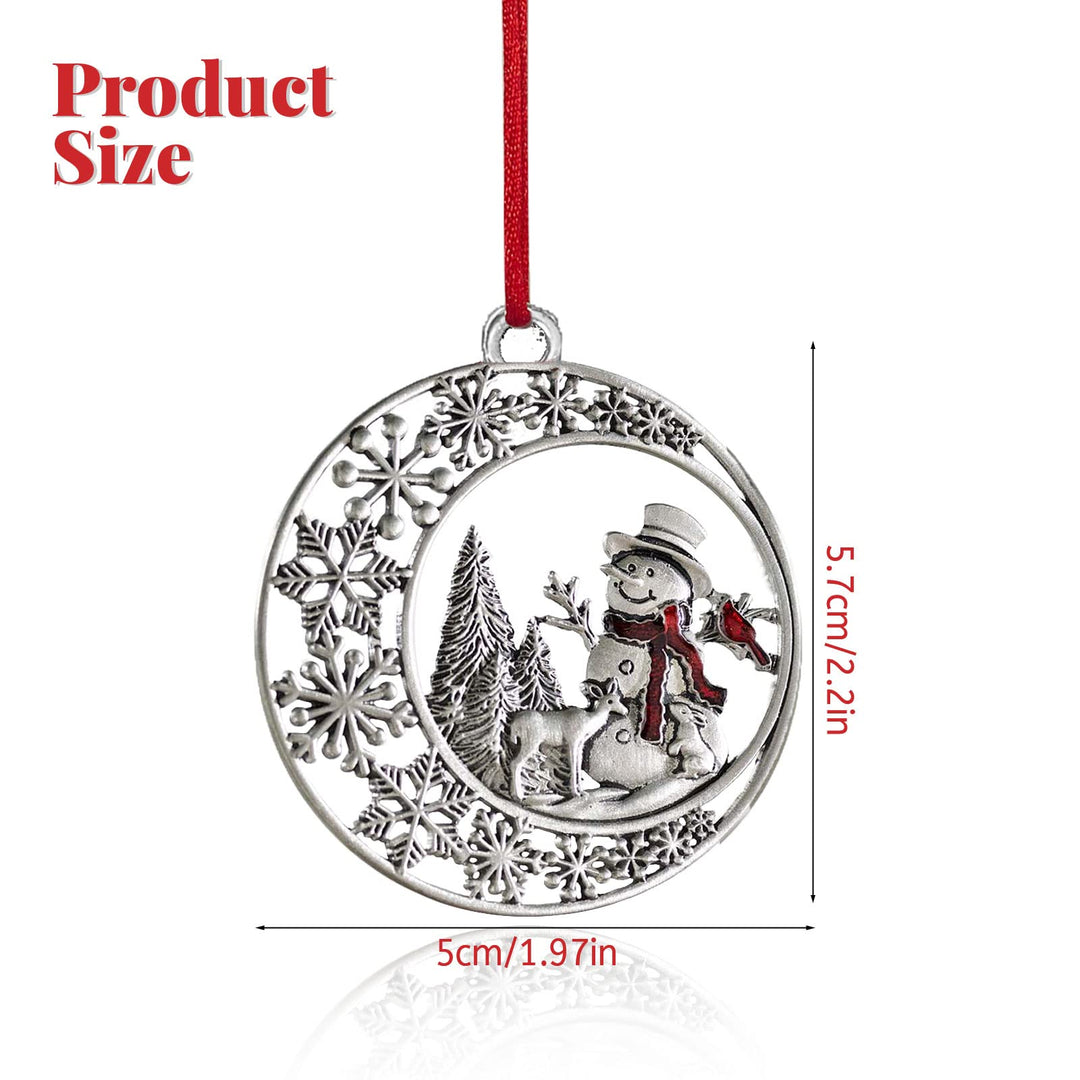 Solid Pewter Snowman Christmas Ornament