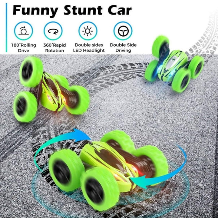 Cunsieun RC Stunt Car, 4WD 2.4 Ghz Remote Control Car with LED Light, 360°Double Side Flips Rotating RC Car,Rechargeable RC Stunt Car Toys Xmas Birthday Gift for Boys 3+Years