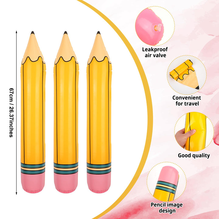 12pcs Inflatable Giant Pencils - 27" Balloons for School Parties