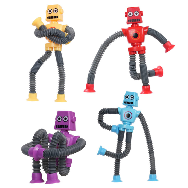 Ainiv Telescopic Suction Cup Robot Toy, 4 Pieces Novel Kids Suction Cup Toys, Funny Fidget Toys, Pop Tubes Sensory Toys for Kids