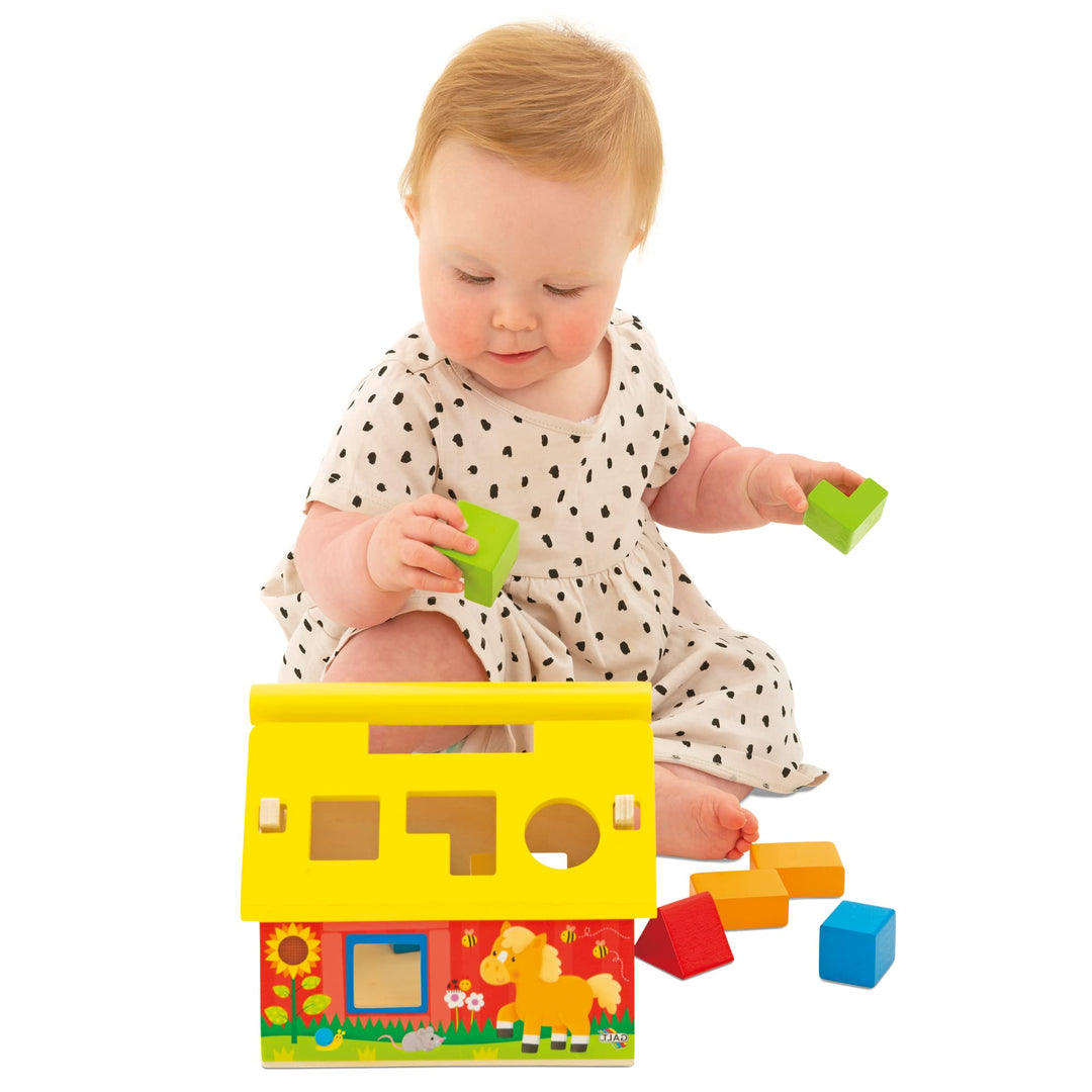 Galt Toys Post and Play Barn, Wooden Shape Sorter