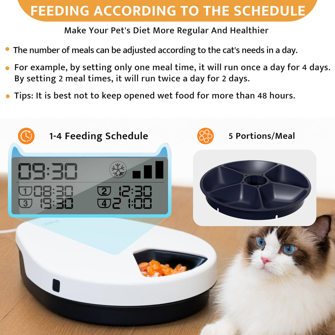 UBPET Automatic Cat Feeder Wet Food with Cooling, Semiconductor Refrigeration, with Timer